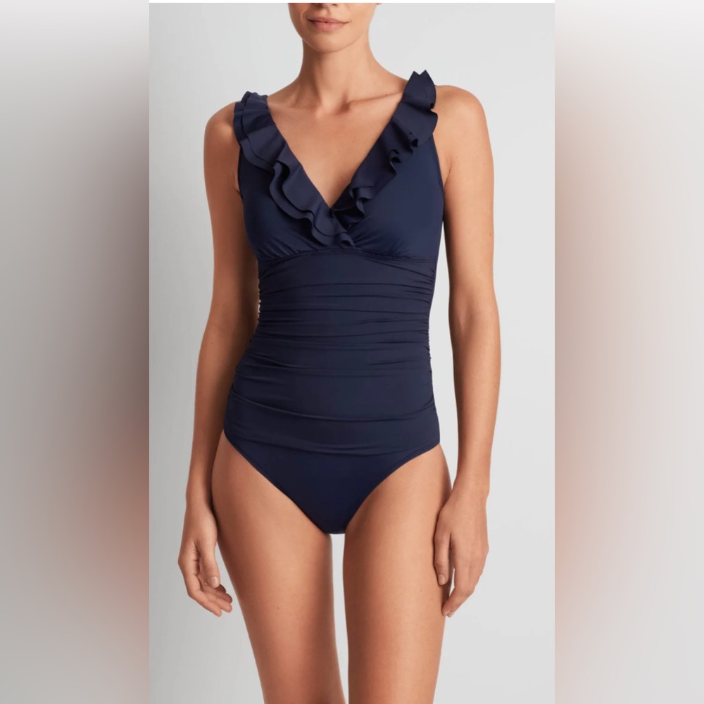 Cupshe Women's Ruffled Lace up One Piece Swimsuit Black,16